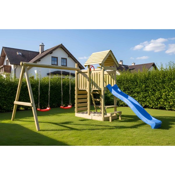 Lunoo Play+ leget�rn med gynger, klatrev�g, teleskop, rat og picnicbord