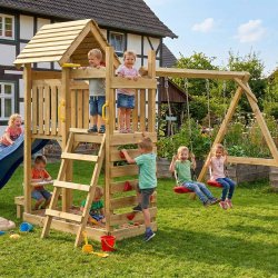 Lunoo Play+ leget�rn med gynger, klatrev�g, teleskop, rat og picnicbord