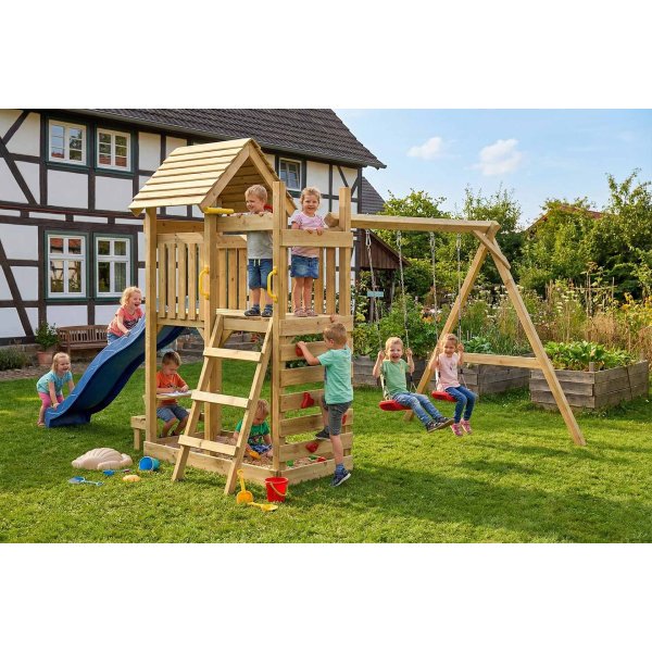 Lunoo Play+ leget�rn med gynger, klatrev�g, teleskop, rat og picnicbord