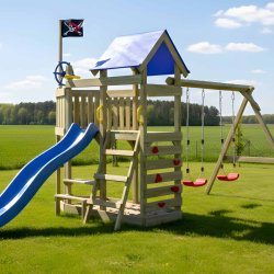 Oceanoo Play+ leget�rn med gynger, klatrev�g, piratflag og picnicbord