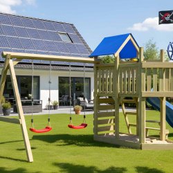 Oceanoo Play+ leget�rn med gynger, klatrev�g, piratflag og picnicbord