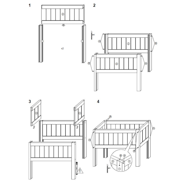 Hjbed i lrk 100x37x80cm (LxBxH)