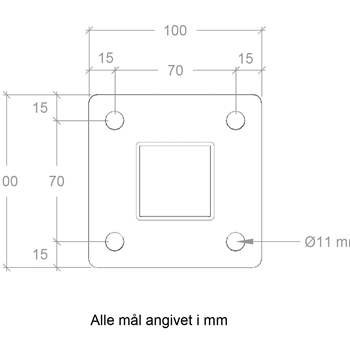 Galvaniseret stlstolpe med fod 4,5x4,5x132cm BxLxH