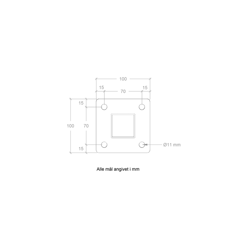 Galvaniseret stlstolpe med fod 4,5x4,5x132cm BxLxH