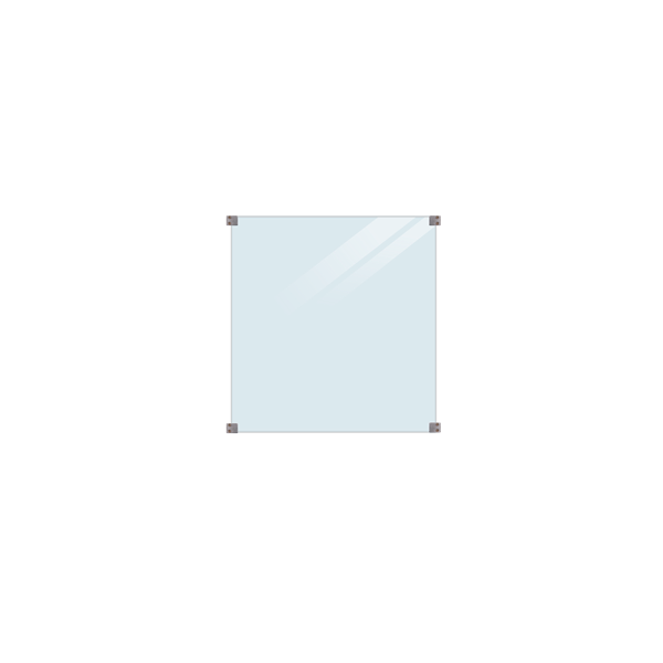 Glashegn inkl. 4 runde beslag, 8mm lamineret klart glas 90x91cm (BxH)