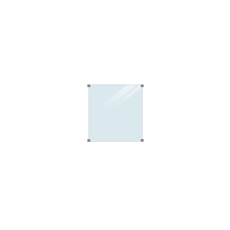 Glashegn inkl. 4 runde beslag, 8mm lamineret klart glas 90x91cm