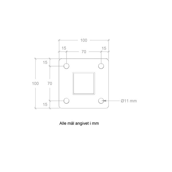 Stlstolpe m/fod 4,5&times;4,5&times;96 cm - m/stolpeafdkning/bolte