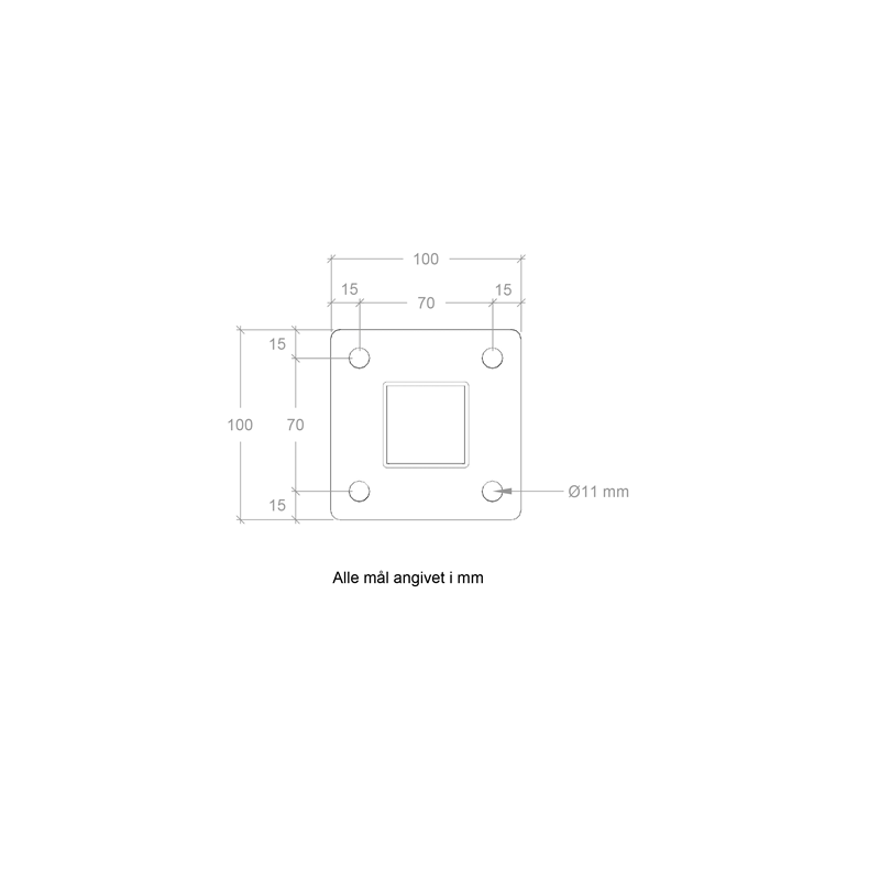 Stlstolpe m/fod 4,5&times;4,5&times;96 cm - m/stolpeafdkning/bolte