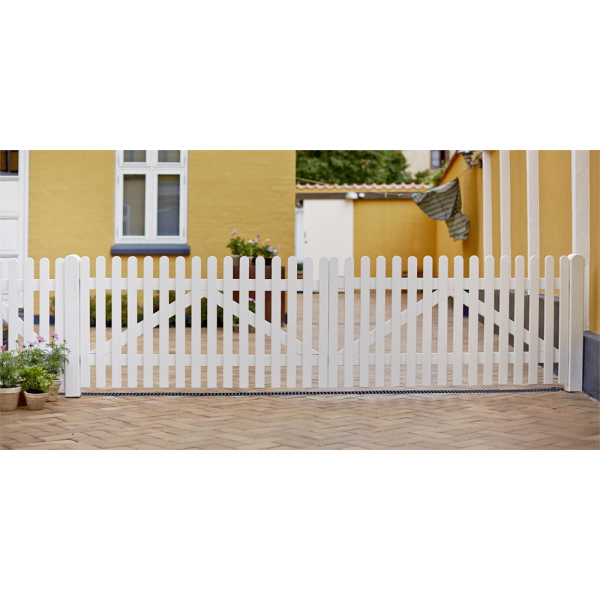 Retro stakit dobbeltlge i hvid 300x80cm (BxH)