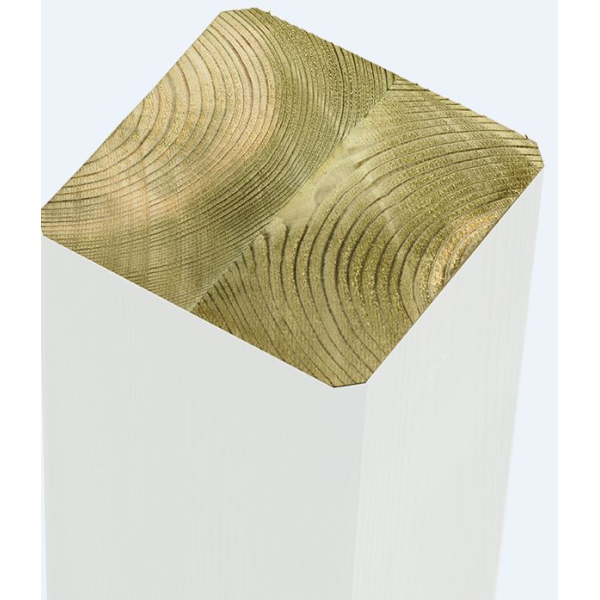 Omlimet hvid stolpe 90x90mm i 128cm