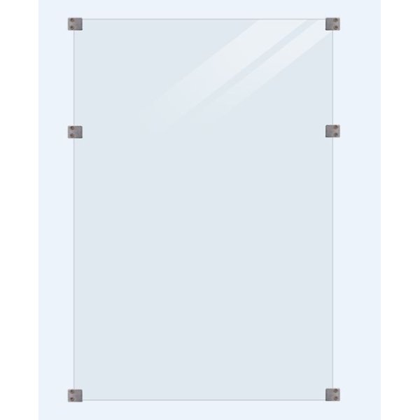 Glashegn inkl. 6 glasbeslag, 6mm hrdet glas 90x127cm (BxH)