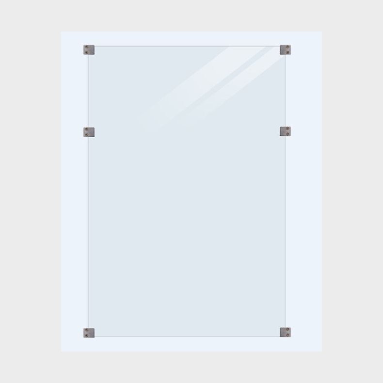 Glashegn inkl. 6 glasbeslag, 6mm hrdet glas 90x127cm