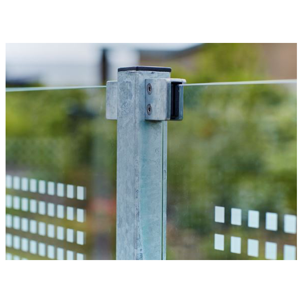 Stlstolpe m/fod 4,5&times;4,5&times;96 cm - m/stolpeafdkning/bolte