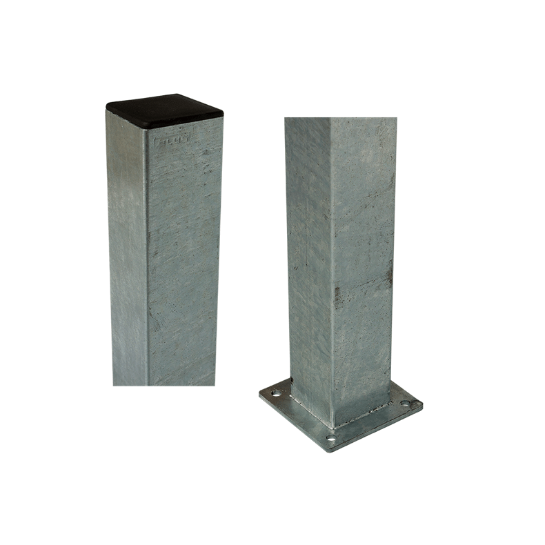 Galvaniseret stlstolpe med fod 8x8x150cm BxLxH
