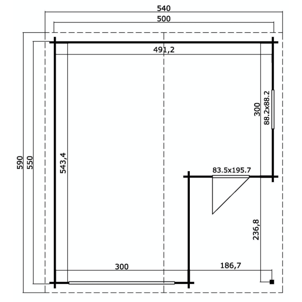 Nibe enkelt garage p 22m2 med standard garagedr