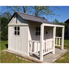 Legehus Ida  klassisk trlegehus i nordisk design gr og hvid