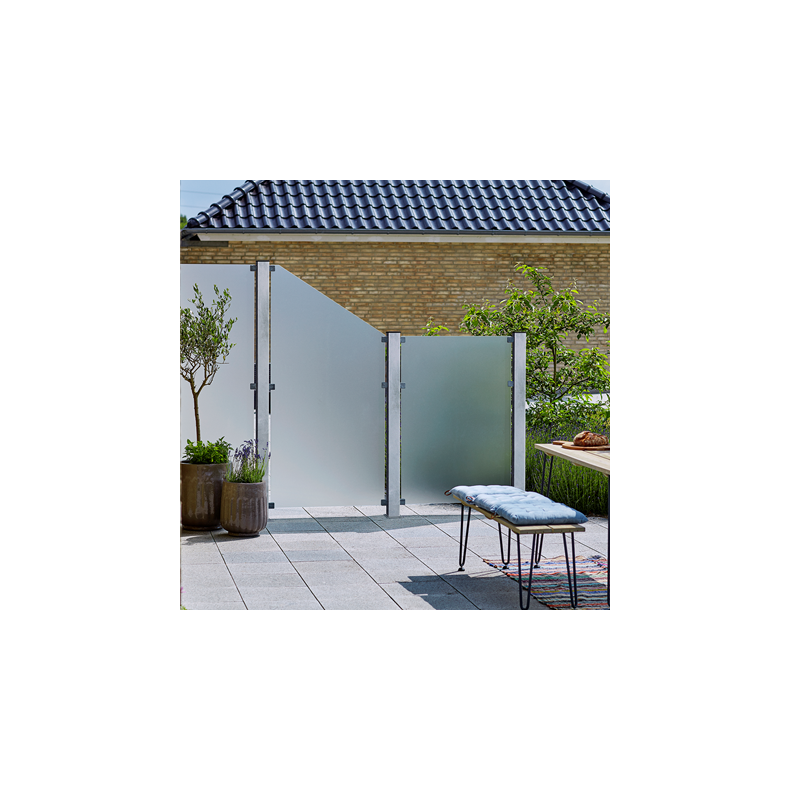 Glashegn inkl. 6 glasbeslag, 6mm hrdet glas 90x127cm - model Frosted