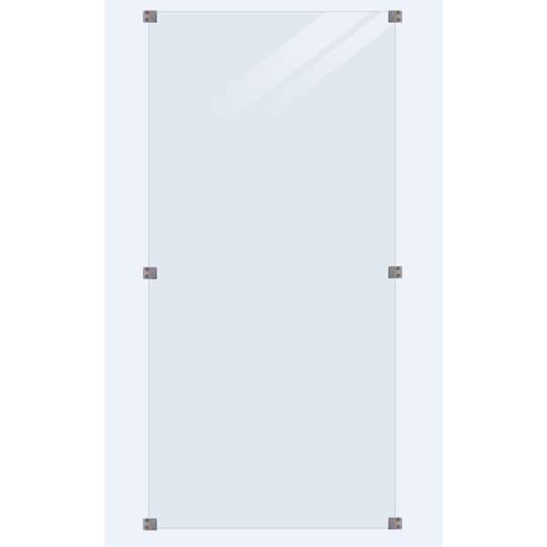 Glashegn inkl. 6 glasbeslag, 6mm hrdet glas 90x180cm (BxH)