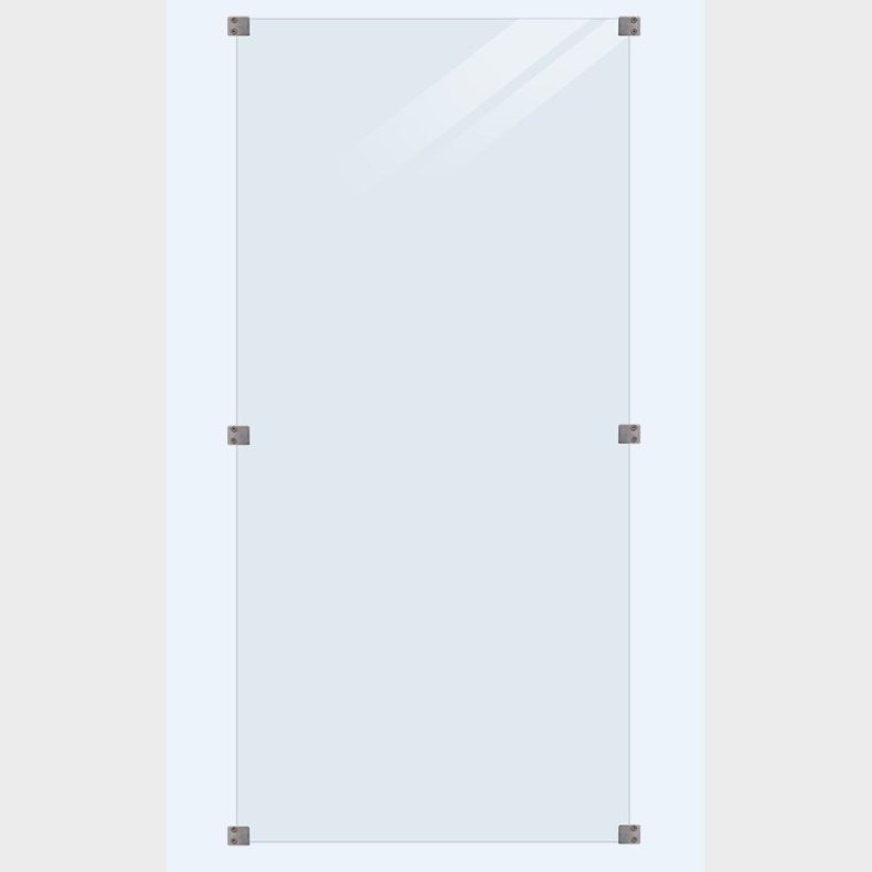 Glashegn inkl. 6 glasbeslag og 6mm hrdet glas 90x180cm 