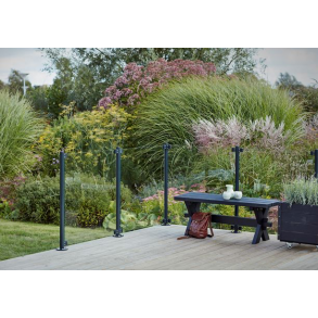 Glashegn inkl. 4 runde beslag, 8mm lamineret klart glas 90x91cm (BxH)