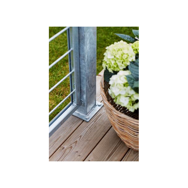 Galvaniseret stlstolpe med fod 8x8x96cm BxLxH