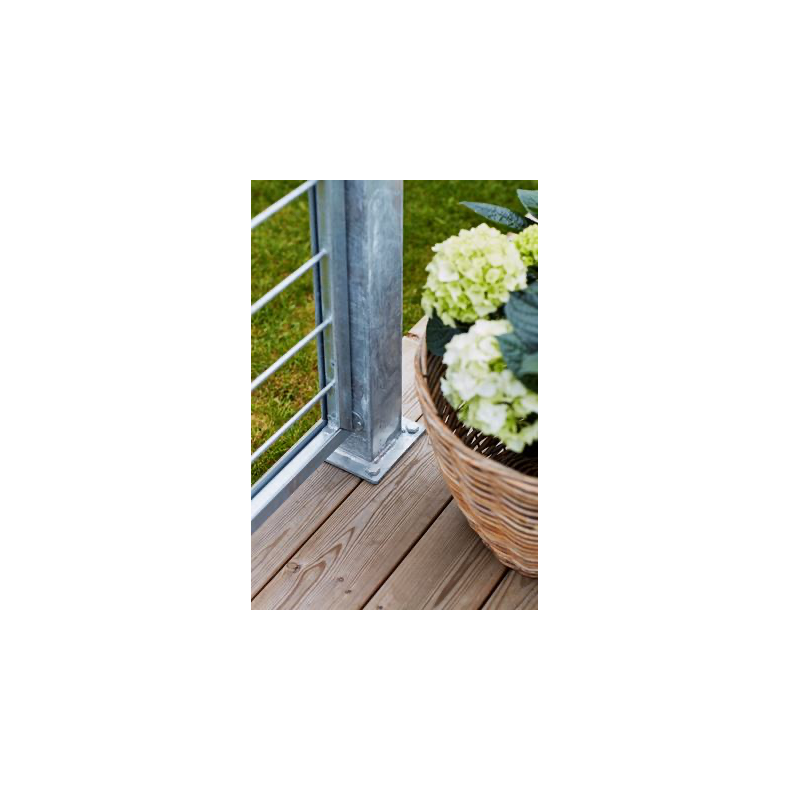 Galvaniseret stlstolpe med fod 8x8x96cm BxLxH