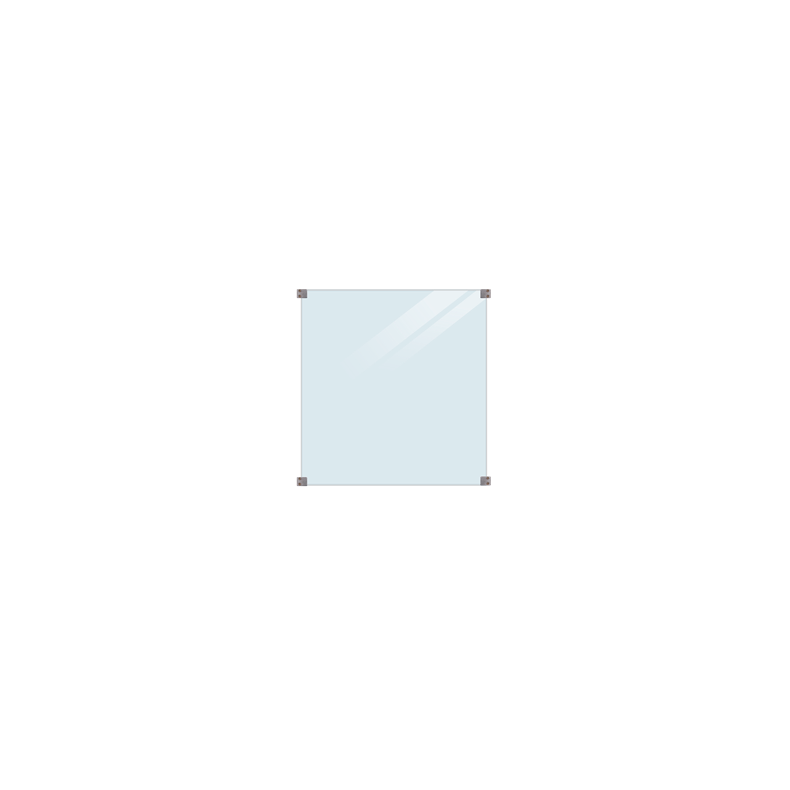 Glashegn inkl. 4 glasbeslag, 8mm lamineret klart glas 90x91cm