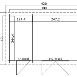 Redskabsskur model Borup 9 m&sup2; med 2 rum og dre med glas - Guldklasse