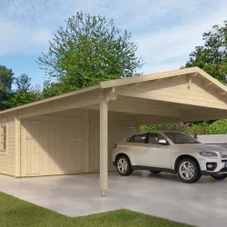 Dobbeltcarport med saddeltag � model �ASIA� 575x1075 cm inkl. redskabsrum