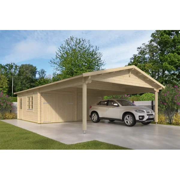 Dobbeltcarport med saddeltag � model �ASIA� 575x1075 cm inkl. redskabsrum