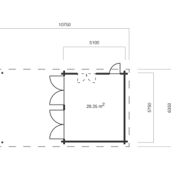 Dobbeltcarport med saddeltag � model �ASIA� 575x1075 cm inkl. redskabsrum