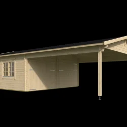Dobbeltcarport med saddeltag � model �ASIA� 575x1075 cm inkl. redskabsrum
