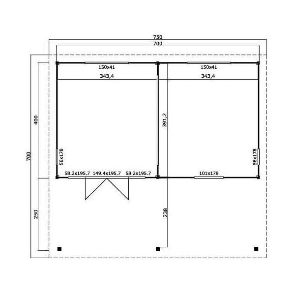 Bredebro model 1 havehus / anneks med terrasse i ubehandlet p 27m2 + 8,75m2