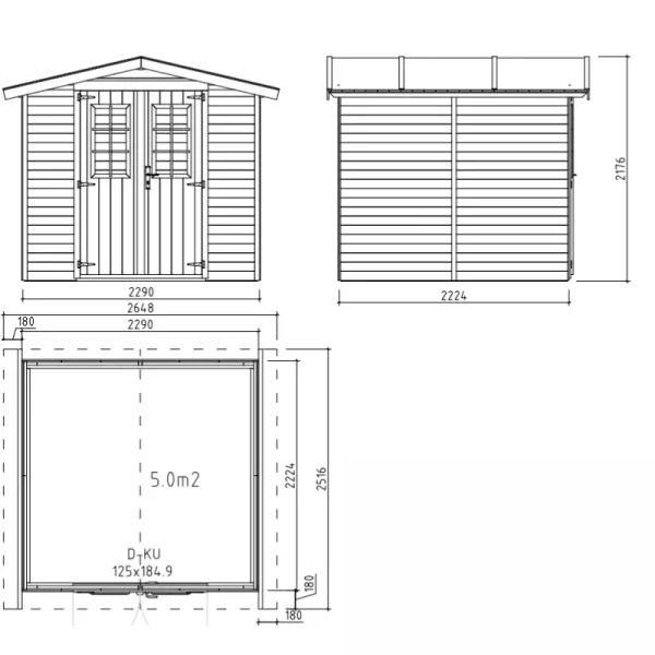 Redskabsskur i elementer &#150; model Br&uuml;gge 4,8 m&sup2; - Slvklasse