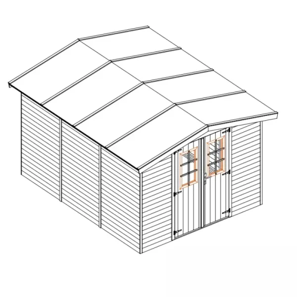 Slvklasse: Redskabsskur i elementer &#150; model Br&uuml;gge 8,5 m&sup2;