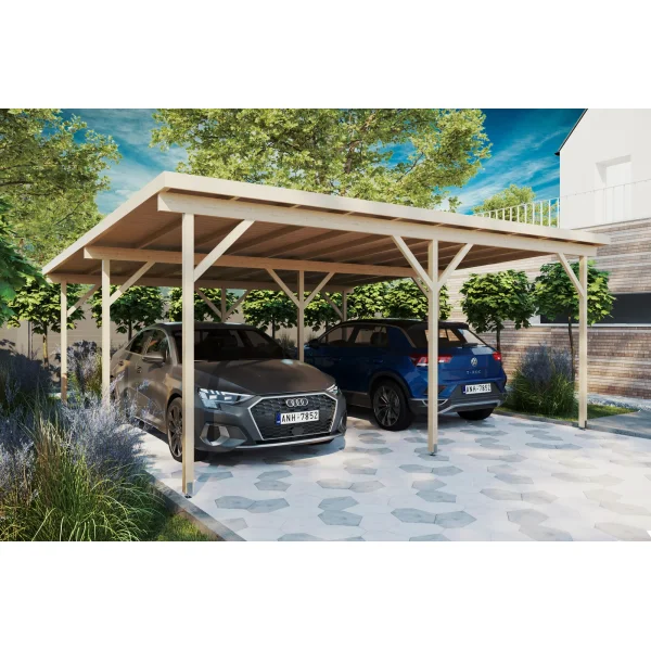Dobbeltcarport med fladt tag � model �ECO� 540x540 cm