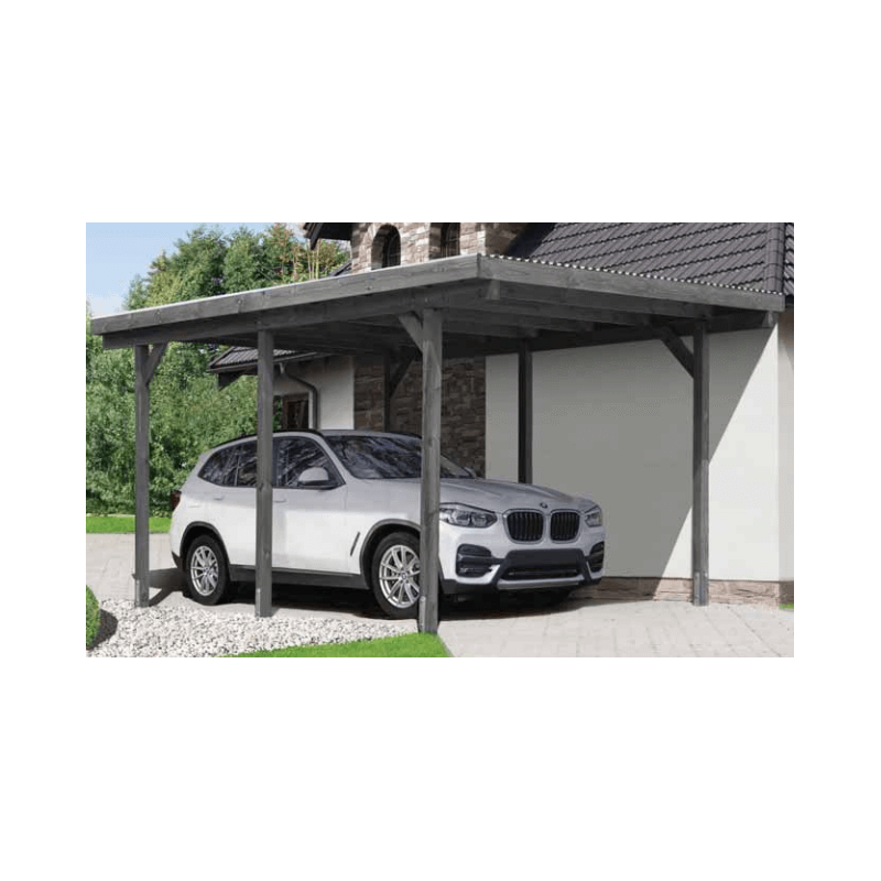 Slvklasse: Jmkiil Standard enkelt carport med fladt tag i gr 303x505cm (BxL)