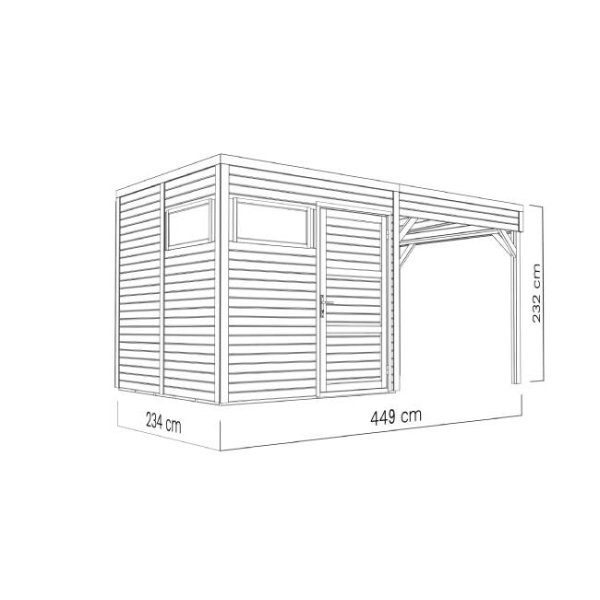 Cubo havehus på 5,1m2 i ubehandlet træ + udhæng