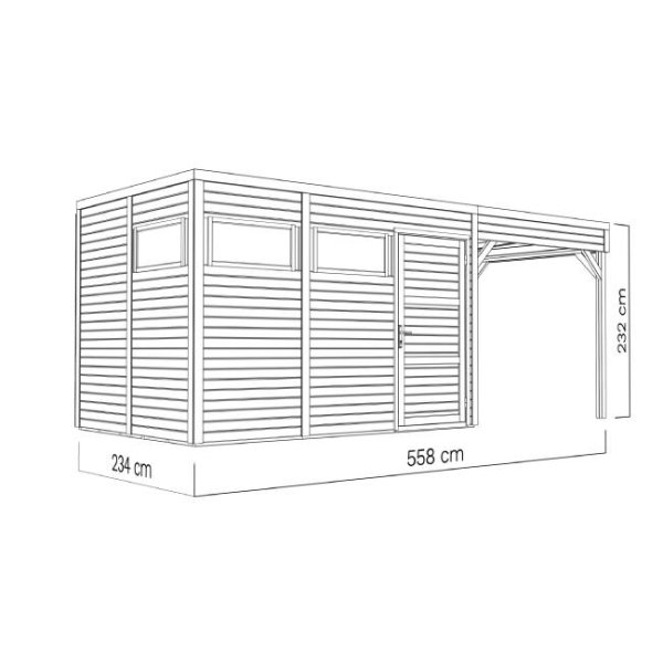 Cubo havehus på 7,65m2 i ubehandlet træ + udhæng