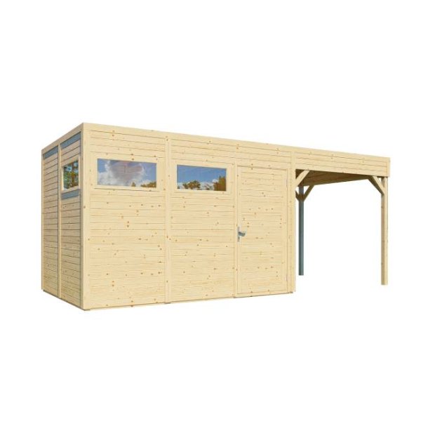 Cubo havehus på 7,65m2 i ubehandlet træ + udhæng