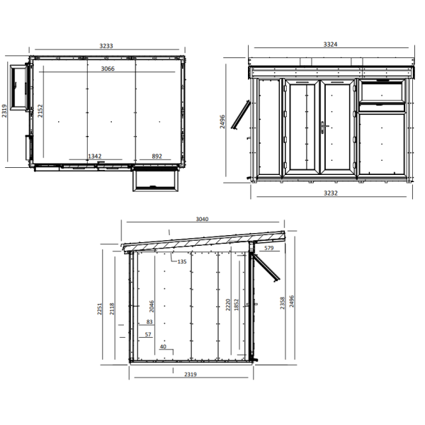 Dominator isoleret hjemmekontor 3,5x2,5m BxD på 8,7m2 - (model 2)