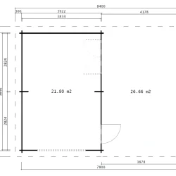 Dobbeltcarport med saddeltag � model �Finley� 578x840 cm inkl. redskabsrum