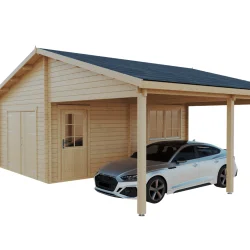 Dobbeltcarport med saddeltag � model �Finley� 578x840 cm inkl. redskabsrum