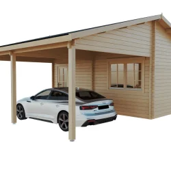 Dobbeltcarport med saddeltag � model �Finley� 578x840 cm inkl. redskabsrum