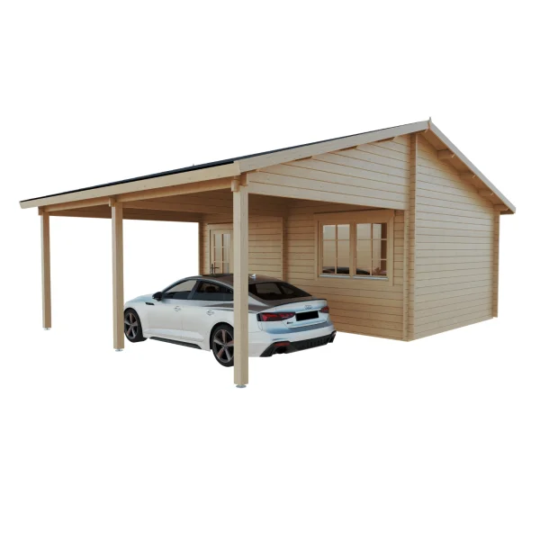 Dobbeltcarport med saddeltag � model �Finley� 578x840 cm inkl. redskabsrum