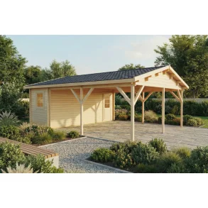 Dobbeltcarport med saddeltag � model �RYDER� 575x780 cm inkl. redskabsrum