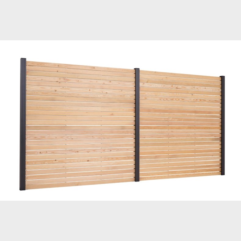 Rhombeprofil systemhegn med alustolper i antracit - Guldklasse