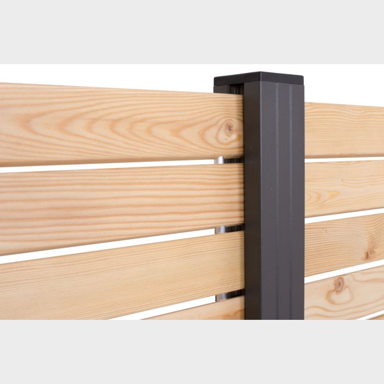 Rhombeprofil systemhegn med alustolper i antracit - Guldklasse