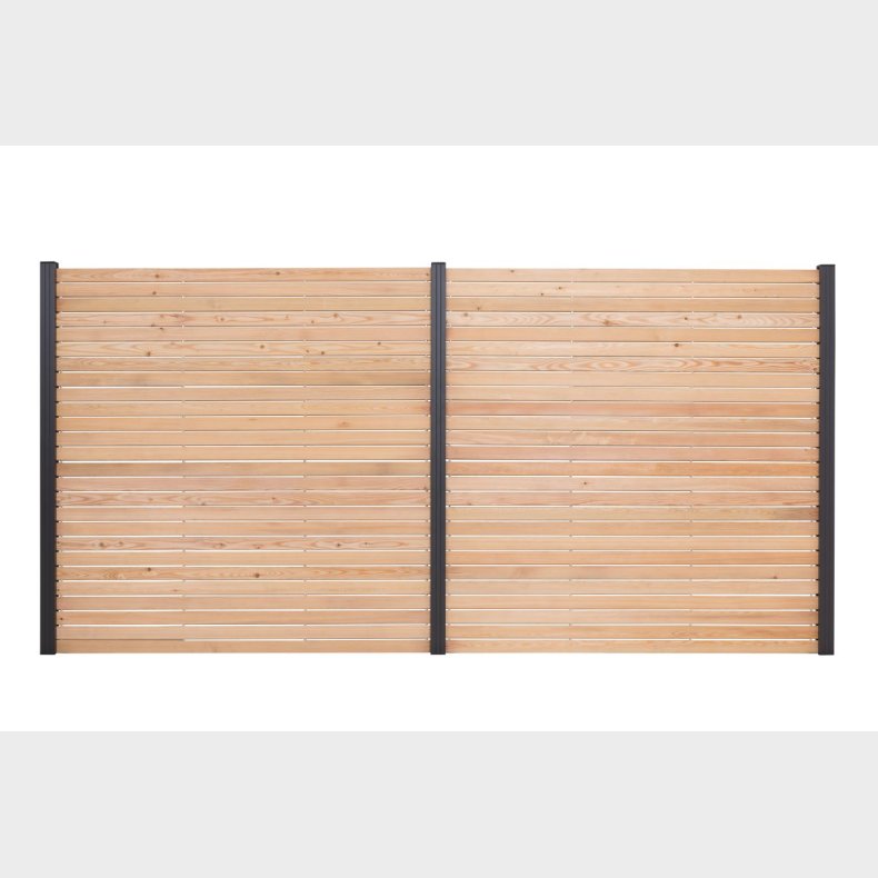 Rhombeprofil systemhegn med alustolper i antracit - Guldklasse