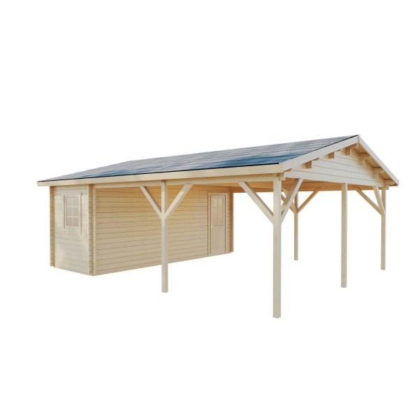 Dobbeltcarport med saddeltag � model �RYDER� 575x780 cm inkl. redskabsrum